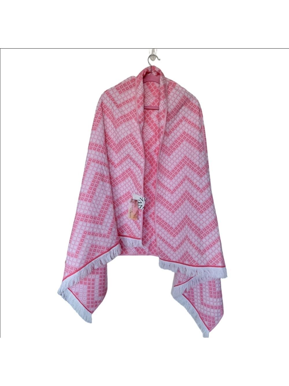 Pink and White Chevron Beach Towel